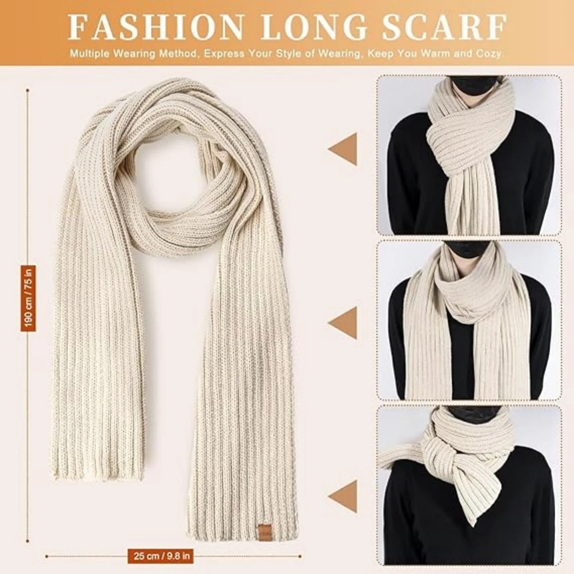 Woman Winter Beanie Hat Scarf Gloves Set 2