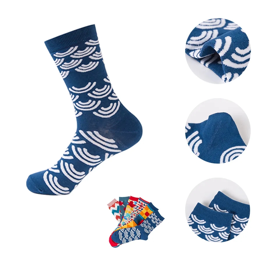 Jacquard Cotton Crew Socks 2