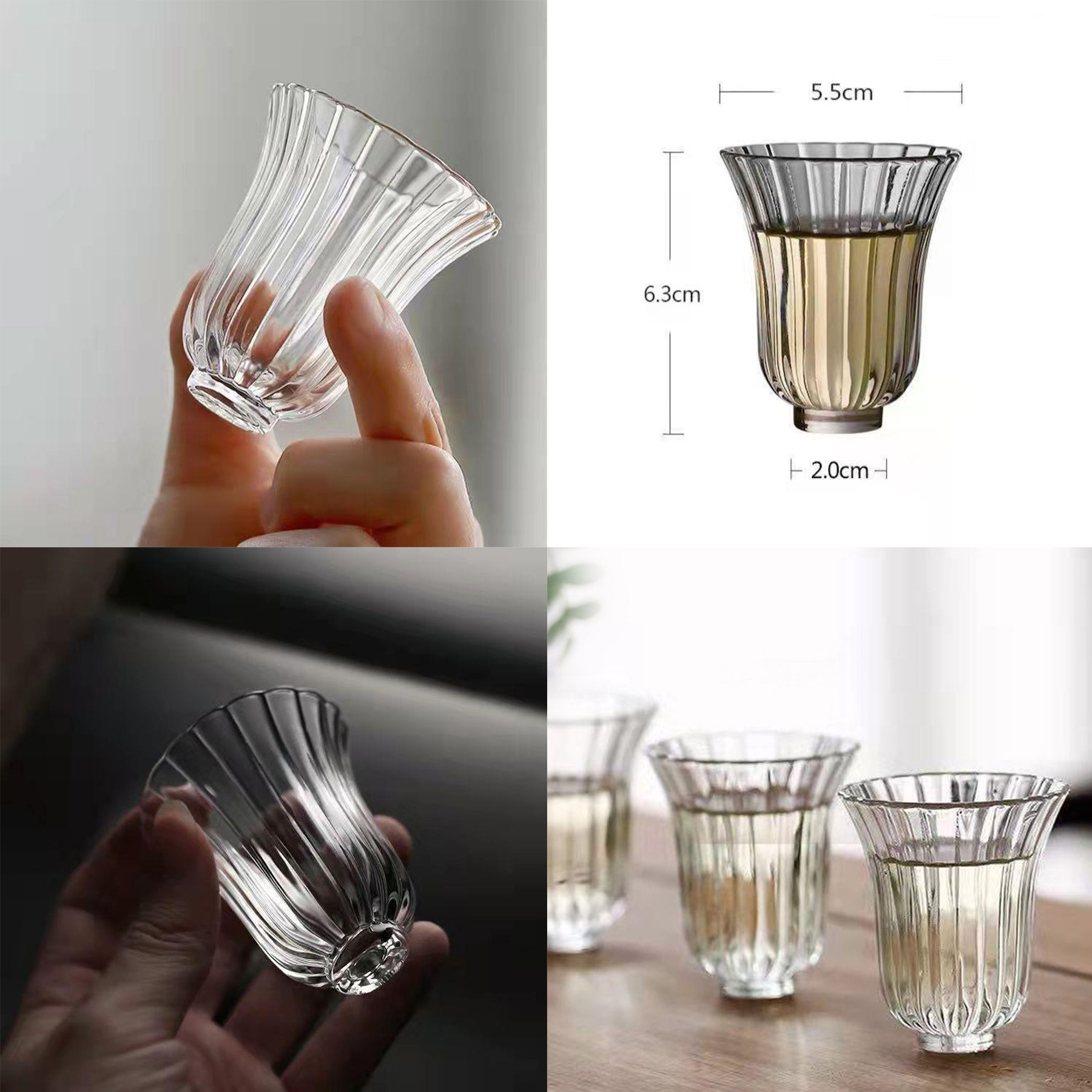 Flower Petals Glass Tea Cups 2