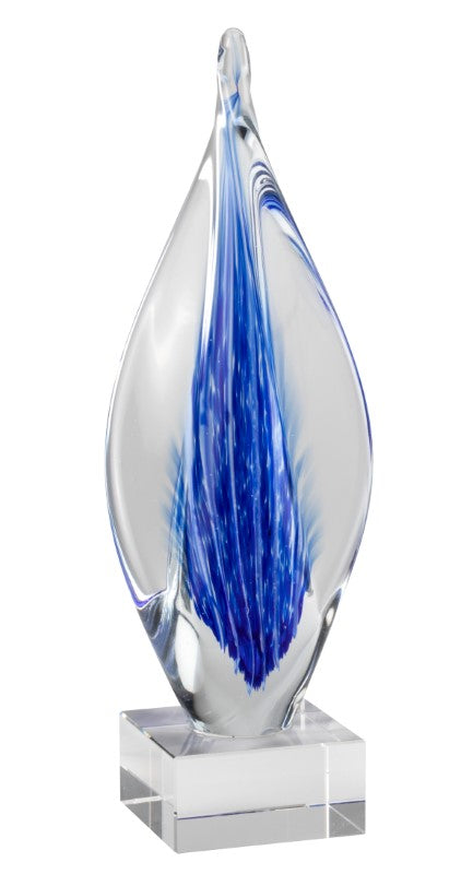 11.75" Blue Swirl Teardrop Art Glass 2