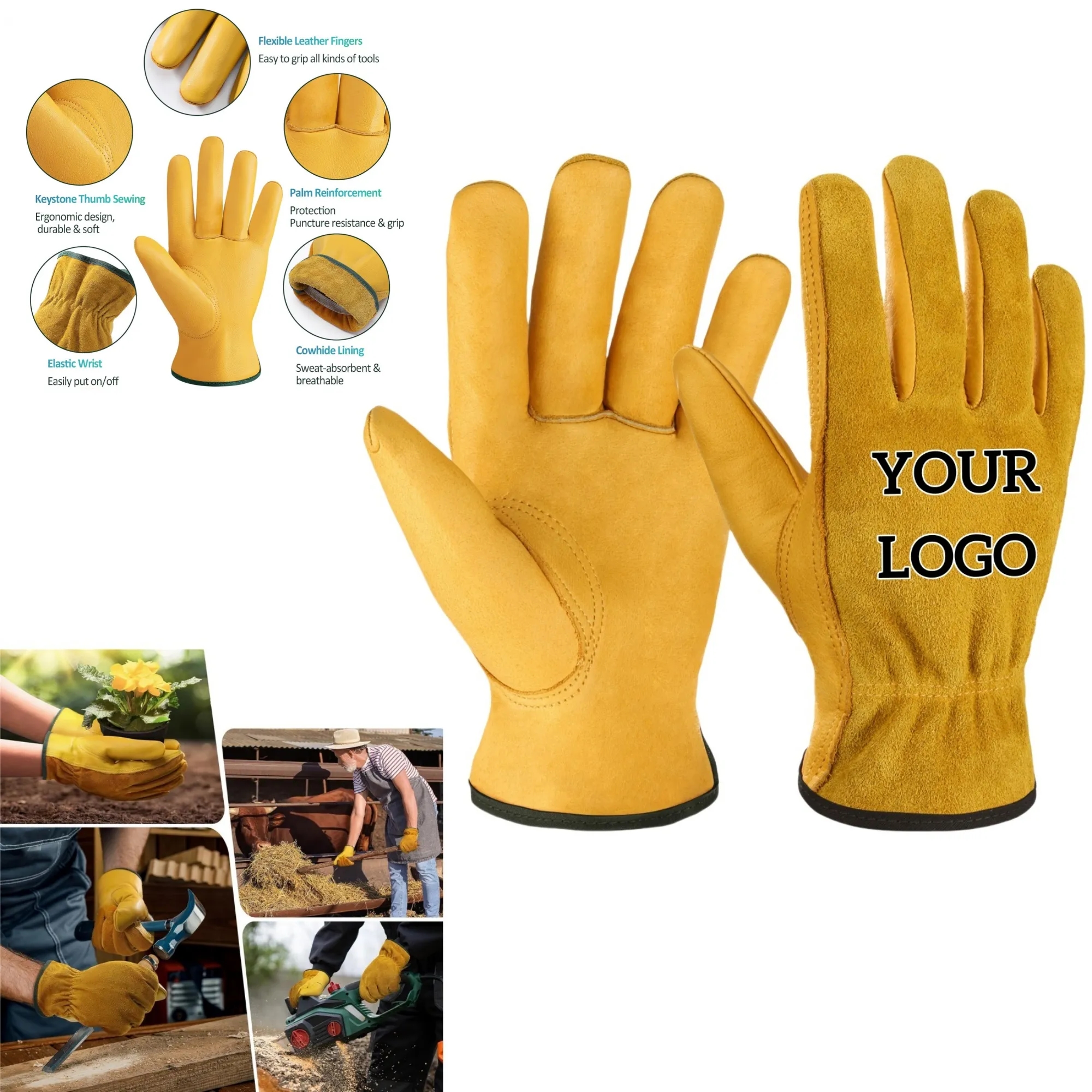 Premium Grain Cowhide Work Gloves 8