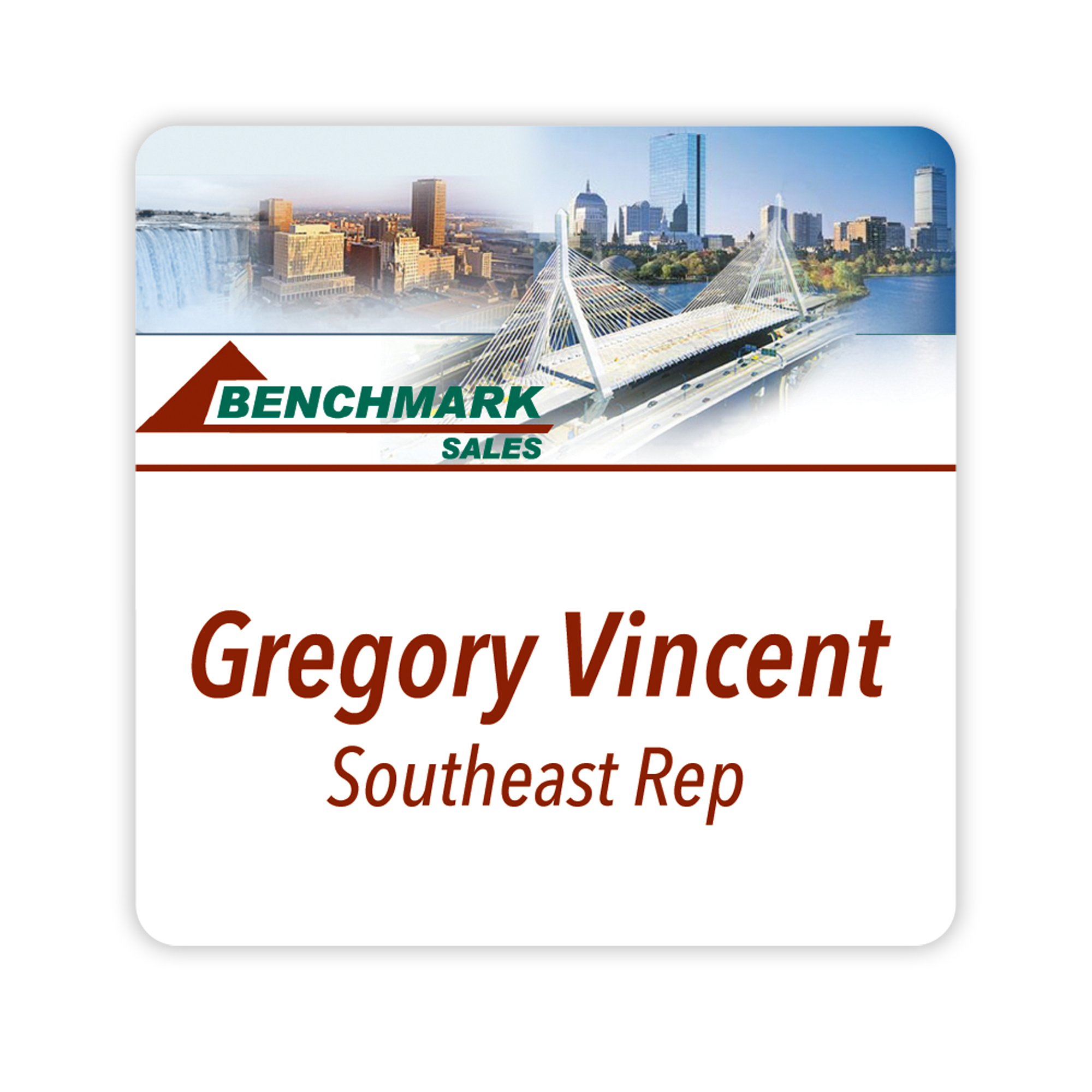 UV Imprint Spectrum Badges With Personalization 2.5"X2.5" Square With Rounded Corners