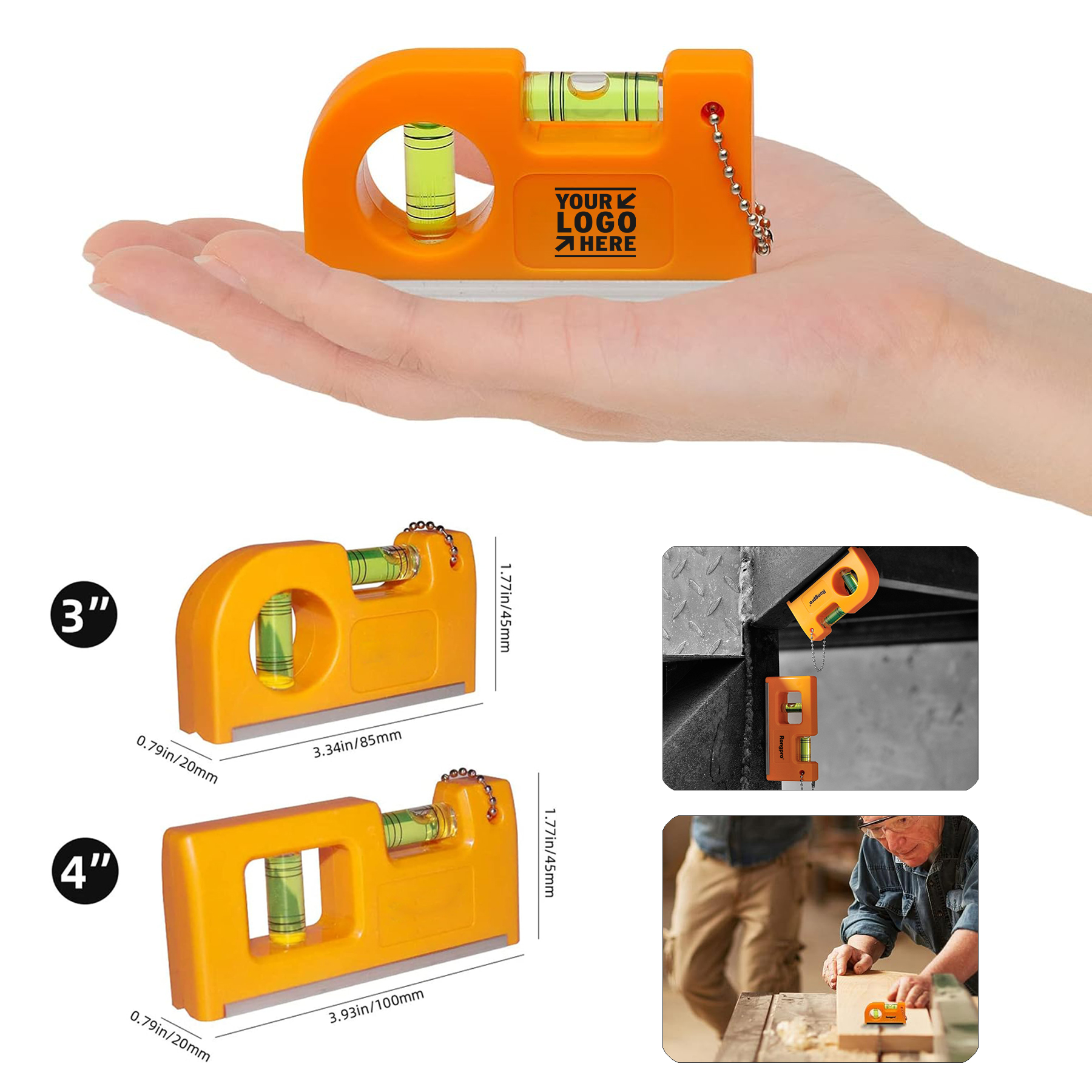 Spirit Metal Keychain Hook Easy Carry Storage Magnetic Small Pocket Level Tool 2