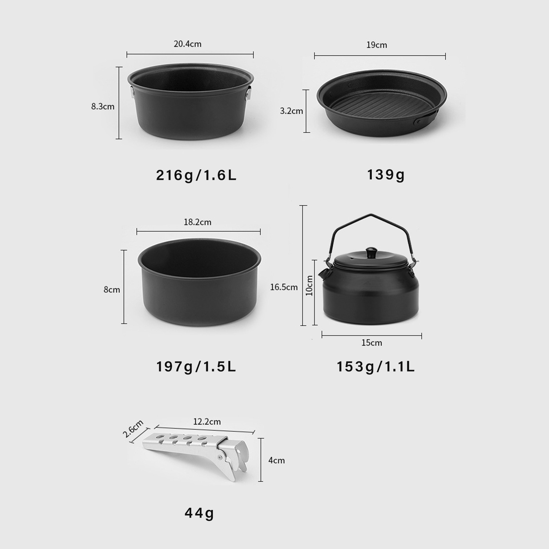 Nonstick Outdoor Cooking Pot Kettle Utensils Set 3