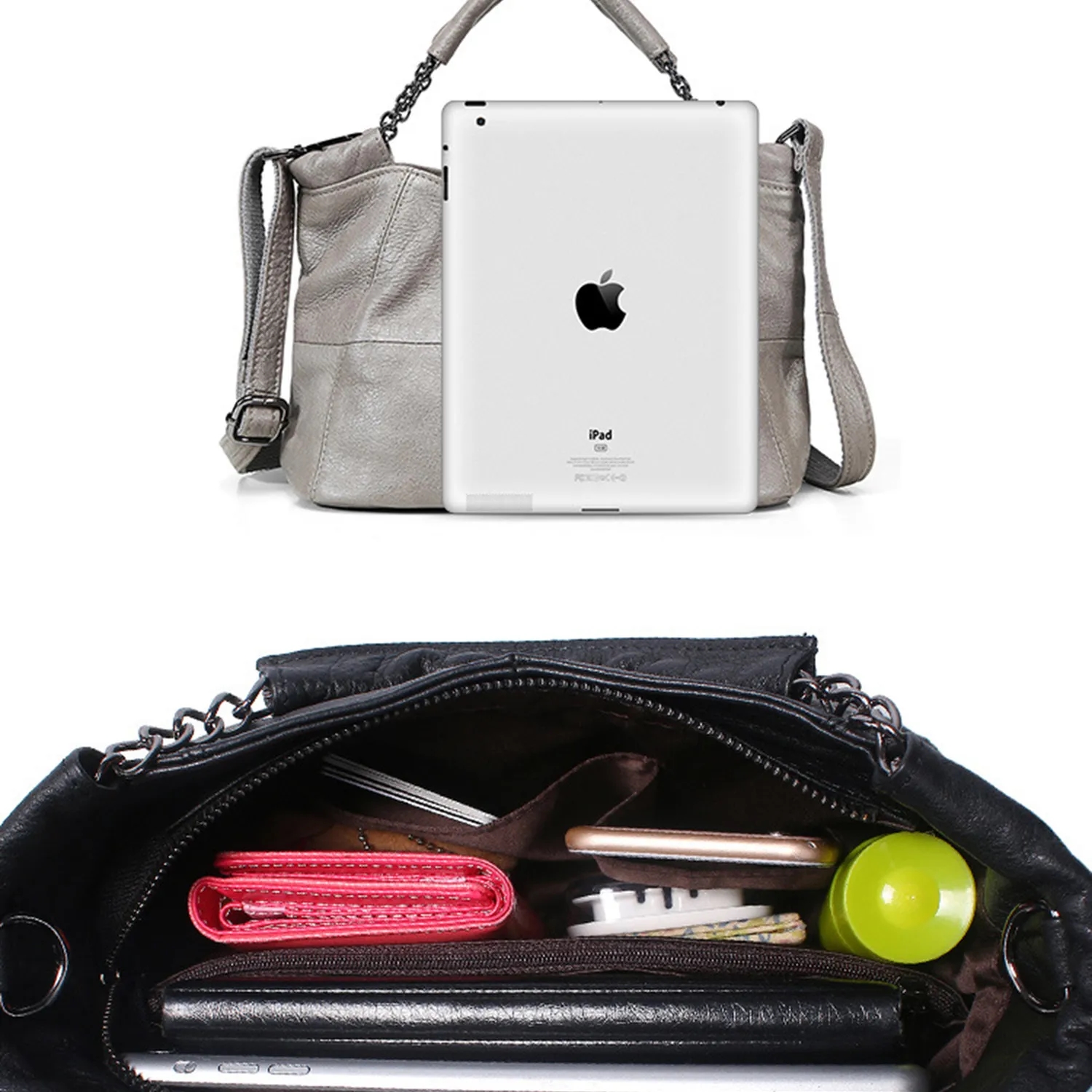 Genuine Leather Chain Handle Bag 8