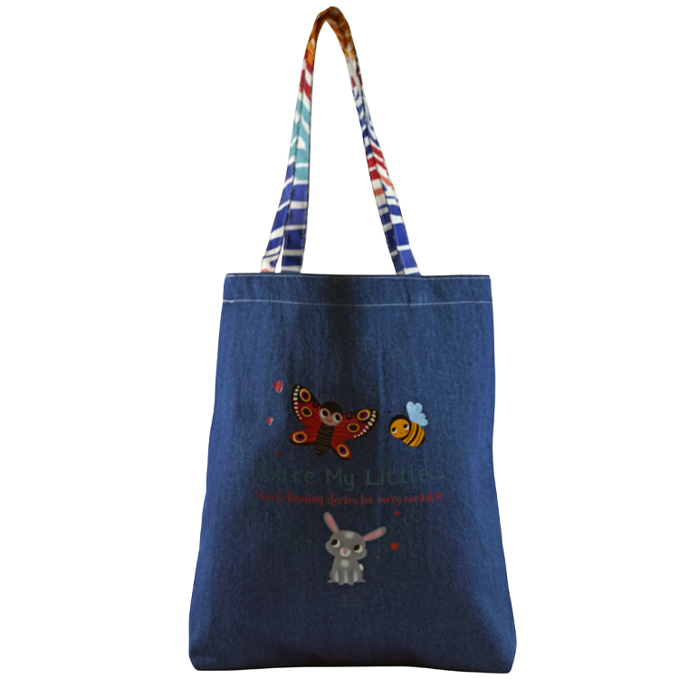 Bottom Gusset Denim Tote, with Sub Handles & Sub Liner 3
