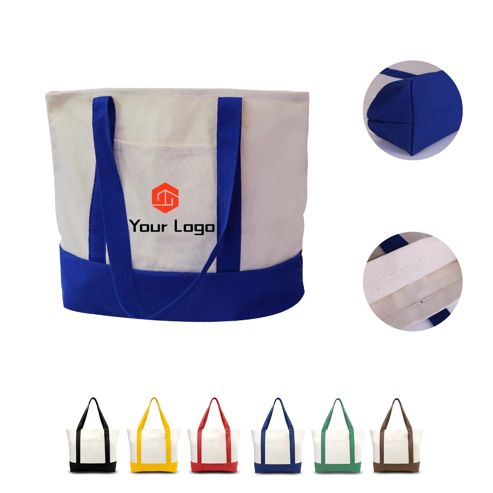 Full Color 12oz Canvas Tote with Bottom, custom tote bag with logo imprint 2