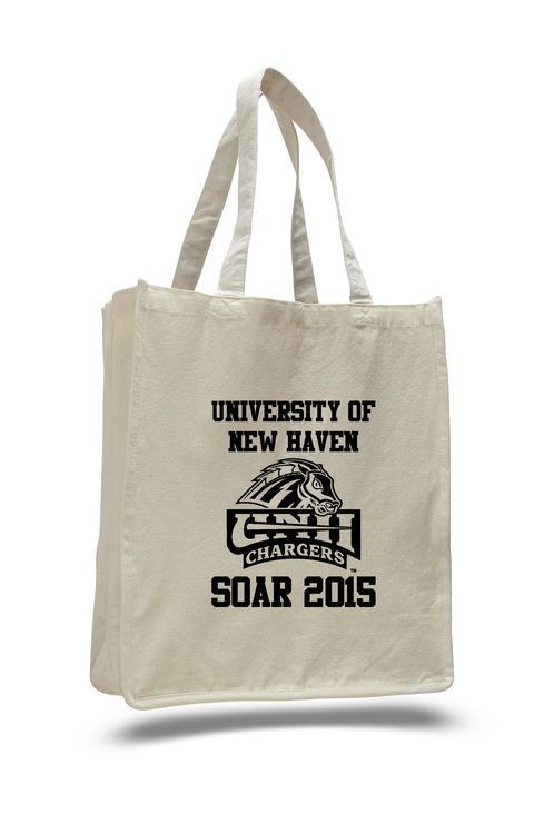 12 oz. Canvas Book Tote Bag w/ Full Gusset - 14"x17"x7"