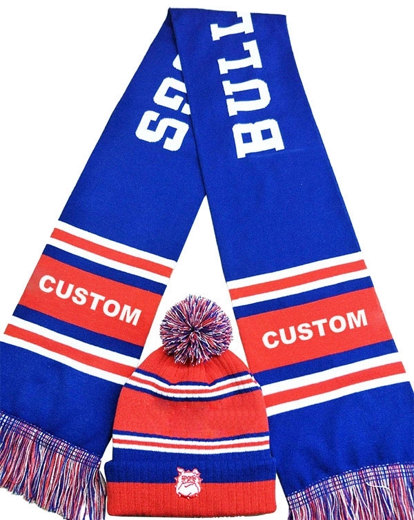Three-Tone Striped Beanie and Scarf Set 2