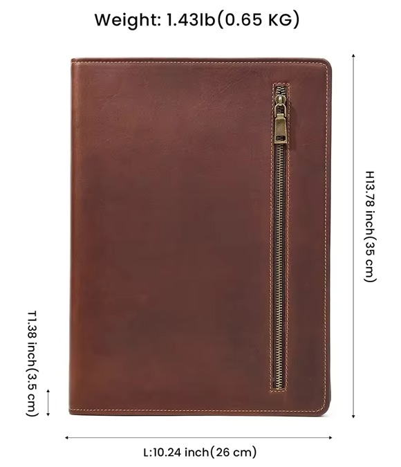 12.9inch Pad Holder Padfolio Bag Genuine Leather Case 5