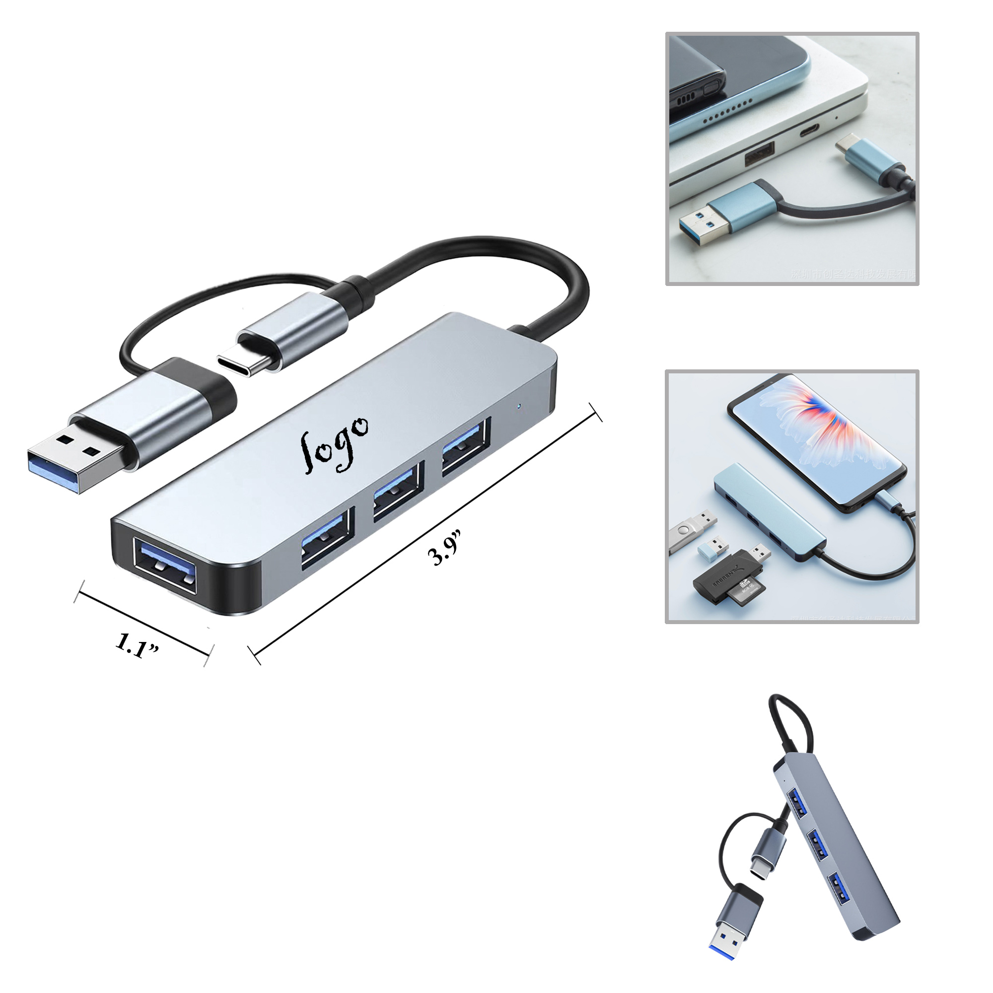 MOQ50 USB C Hub with Multiple Ports for Computer Expansion 2