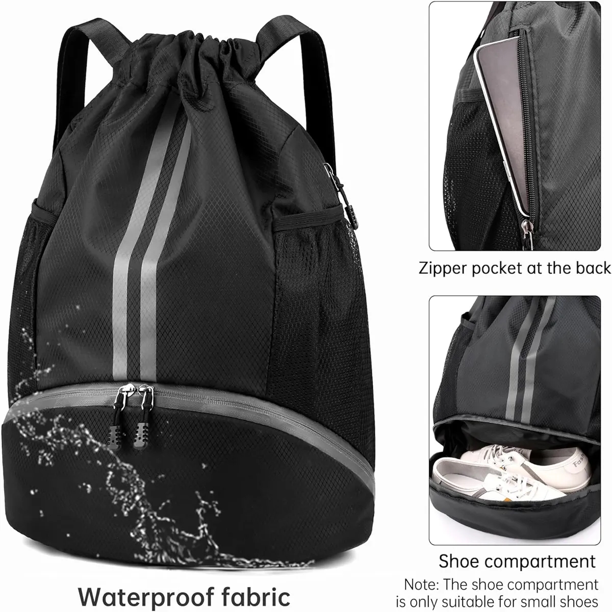 Drawstring Backpack with Shoe Compartment 3