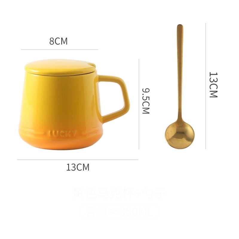 12OZ Colorful Ceramic Mug Cup and Saucer Set with Lid Spoon 22