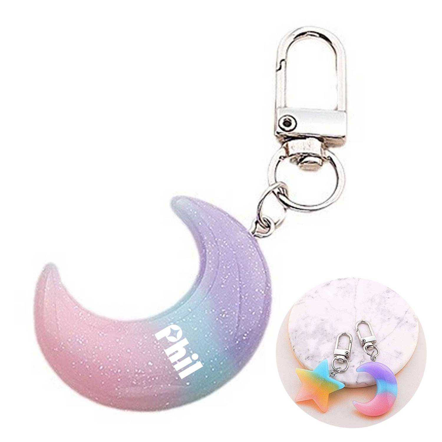 Cute Star & Moon Resin Keychain