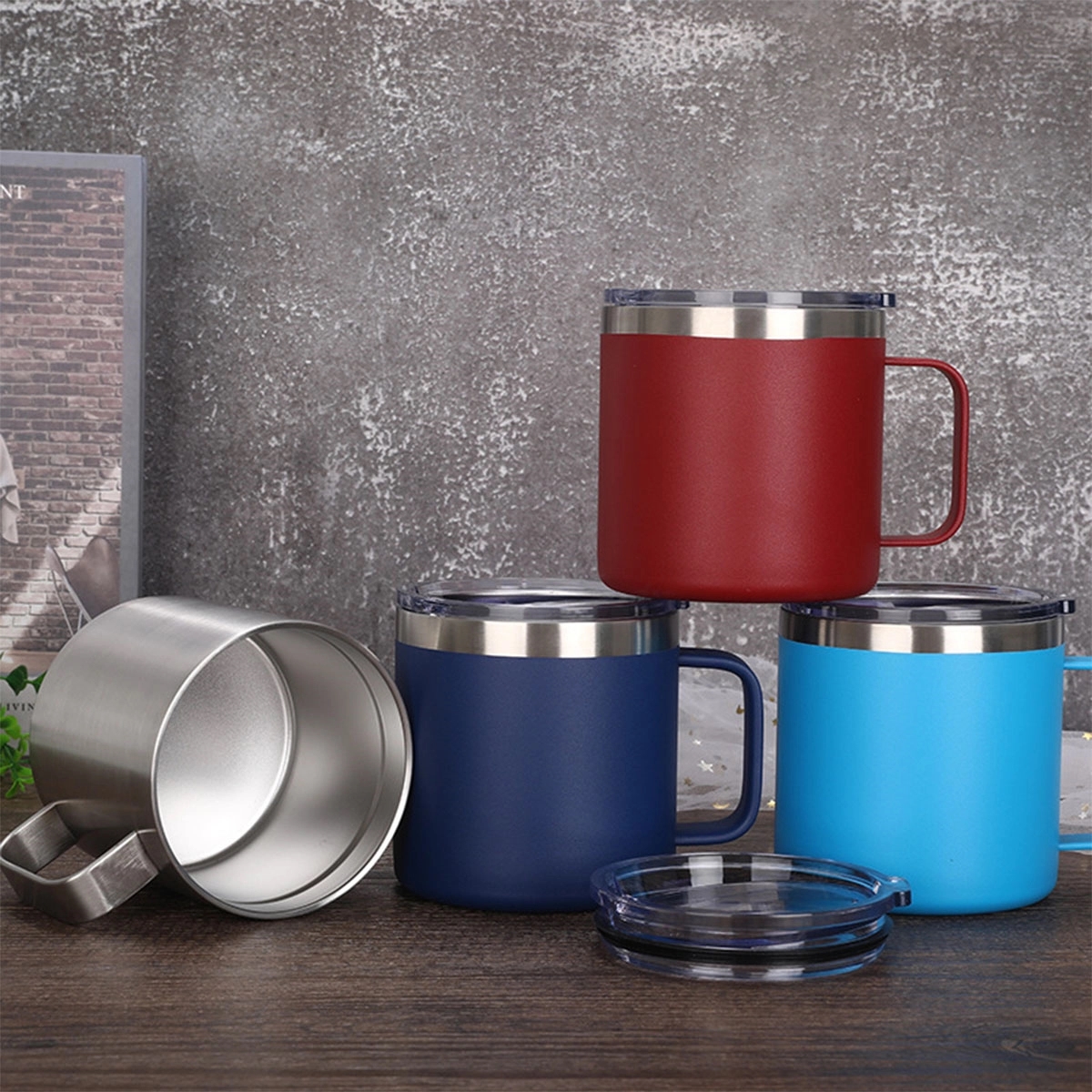 Vacuum Insulated Coffee Mug With Lid-14Oz 4