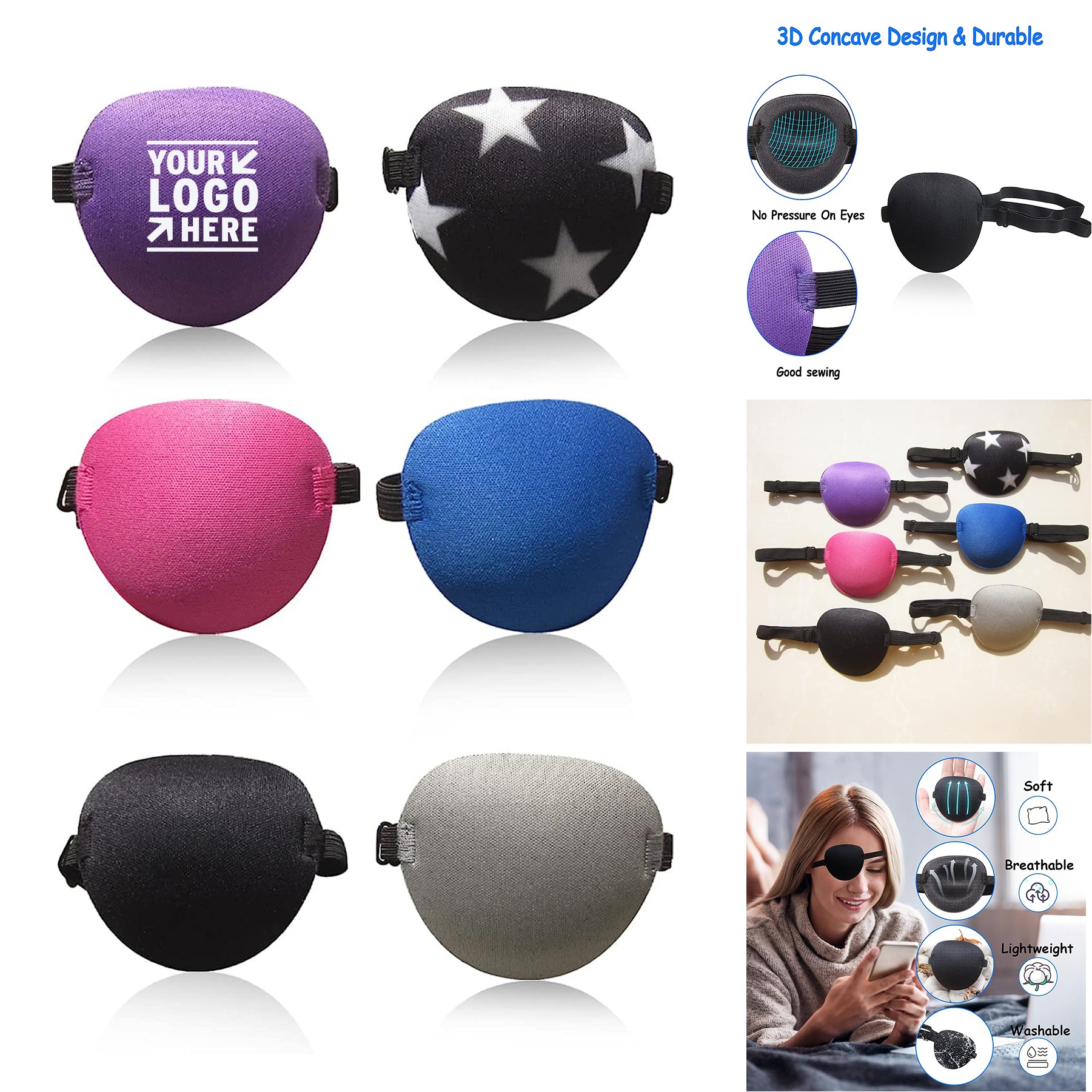 Adults Kids Medical Adjustable Soft Eyepatch Amblyopia Lazy Eye Patch 3