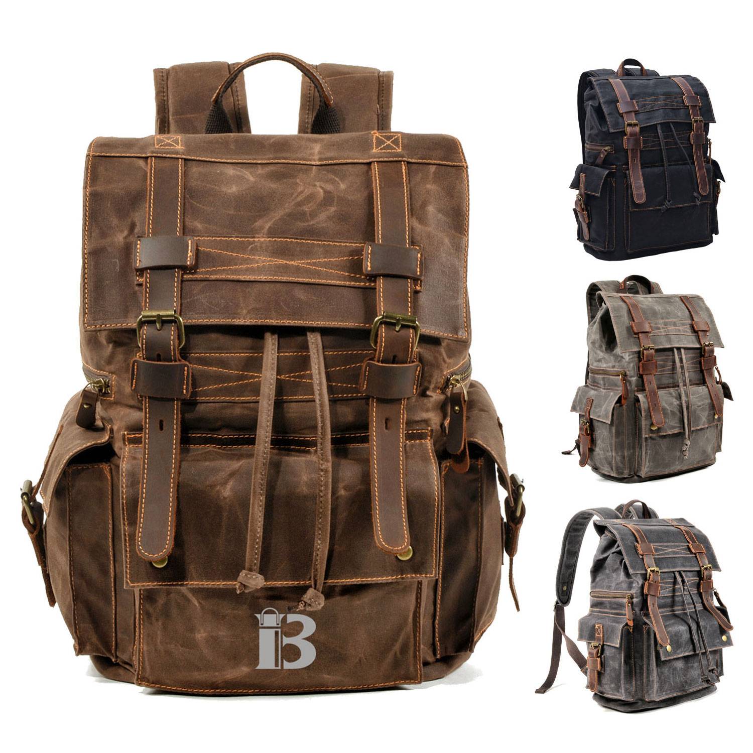 Water-repellent Oil Wax Canvas Packback