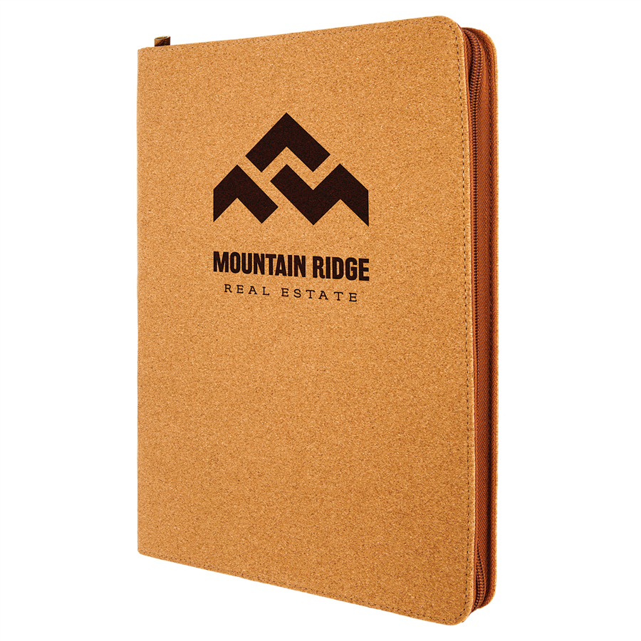 9 1/2" x 12" Cork with Zipper Portfolio with Notepad 2