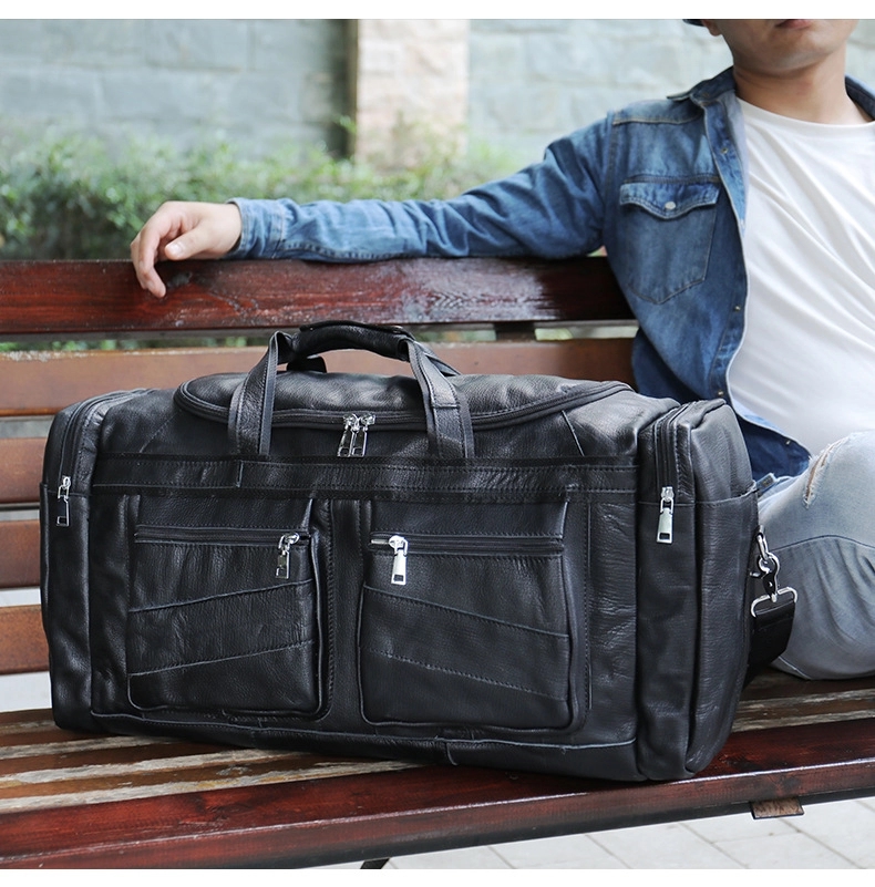 Multi-Pocket Genuine Leather Travel Duffle Bag 6