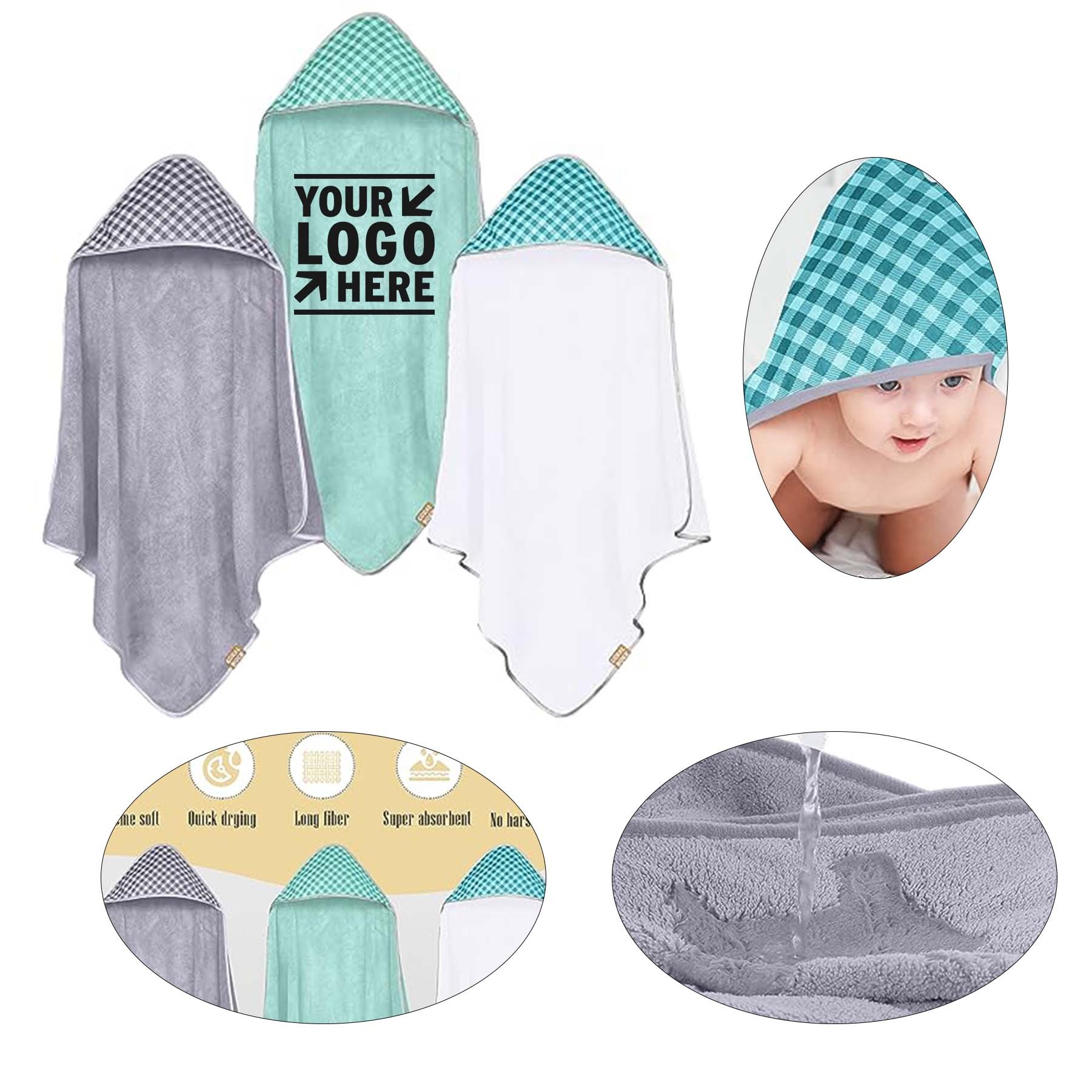 Ultra Absorbent Boy Girl Baby Essential Hooded Bath Shower Towel 2