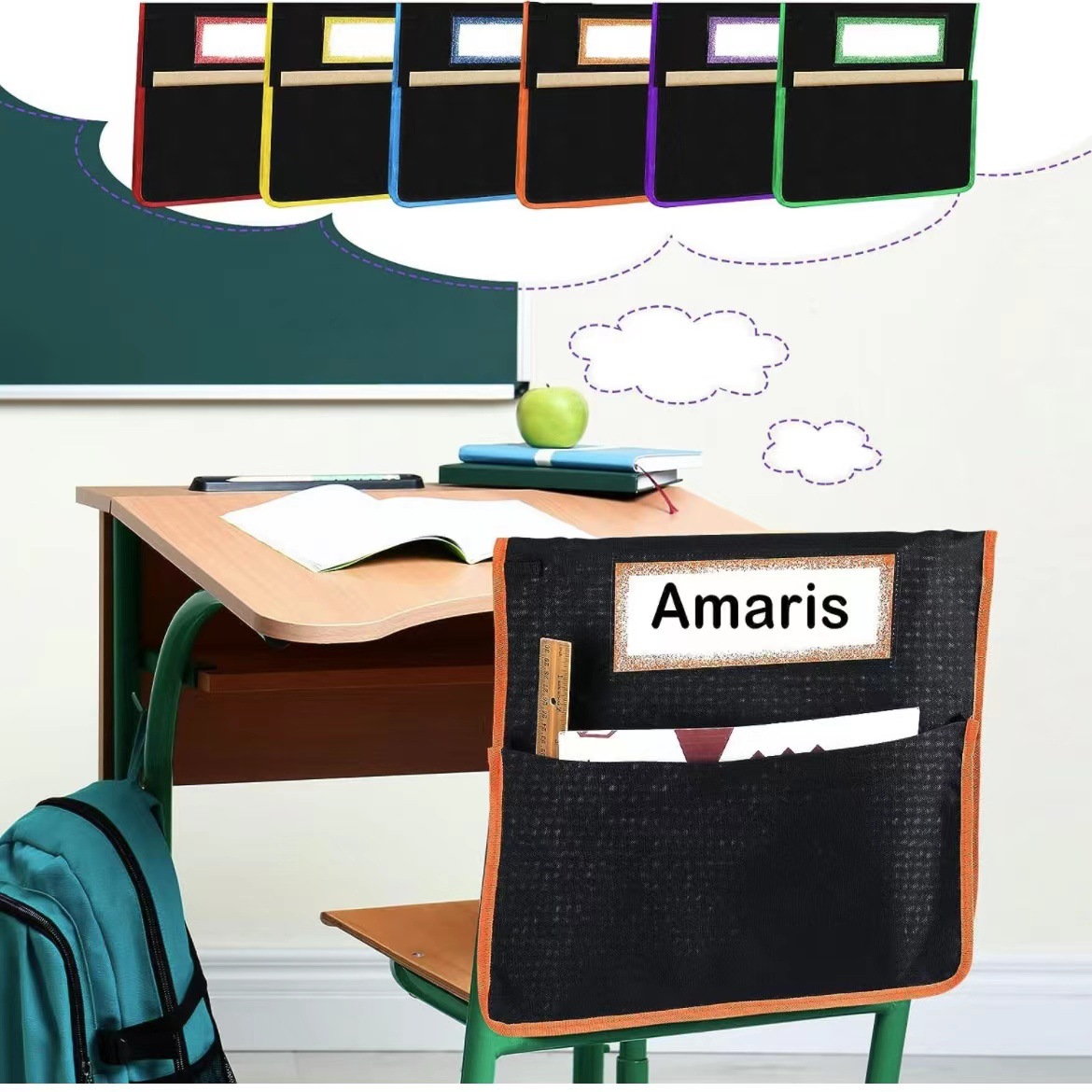 Classroom Chair Back Pocket w/Name Tag 2
