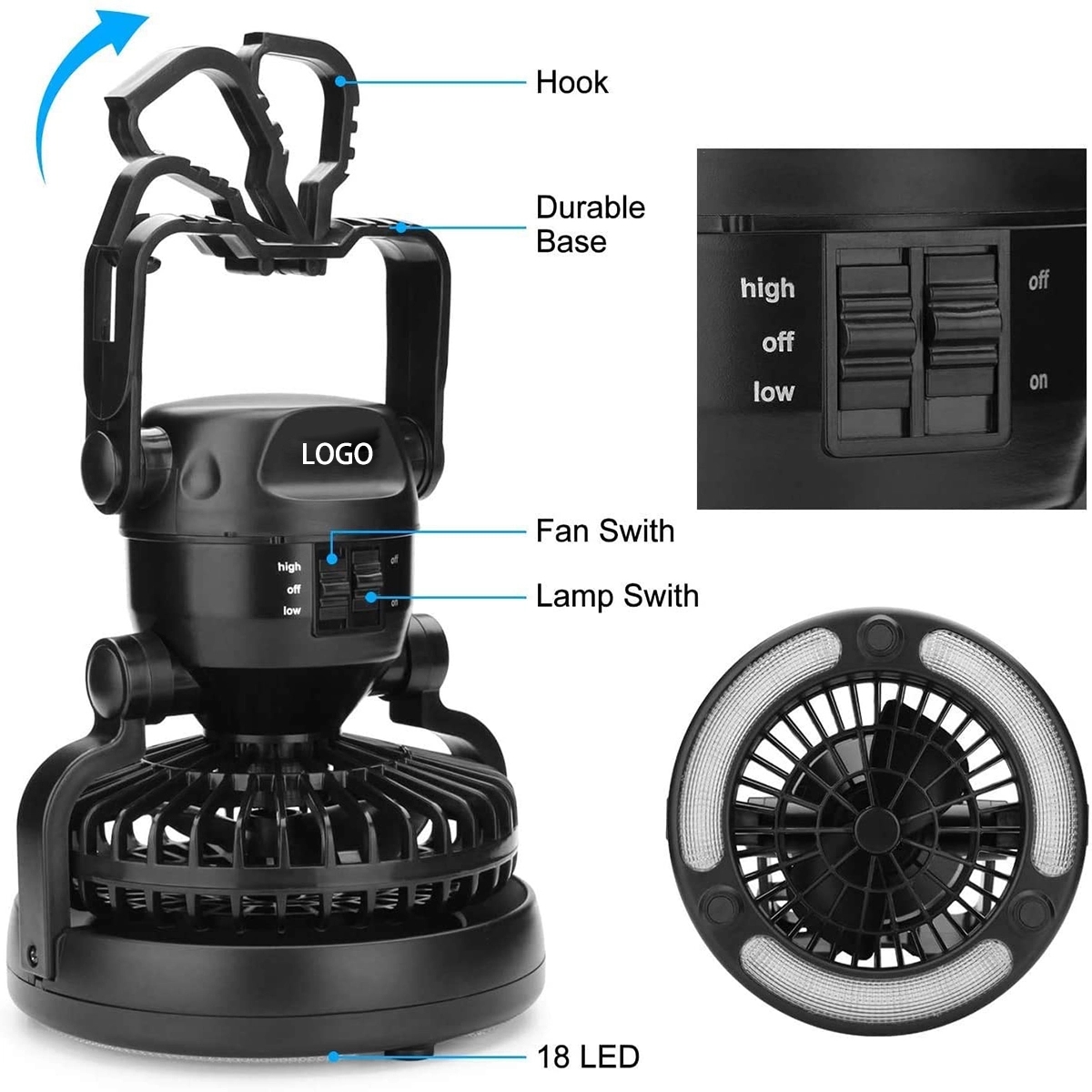 Portable Led Camping Lantern With Ceiling Fan 5