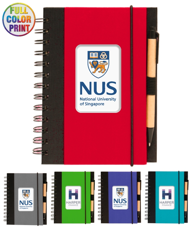 Eco Spiral Notebook Journal w/Recycled Click Pen, - Full Color Print Included 1