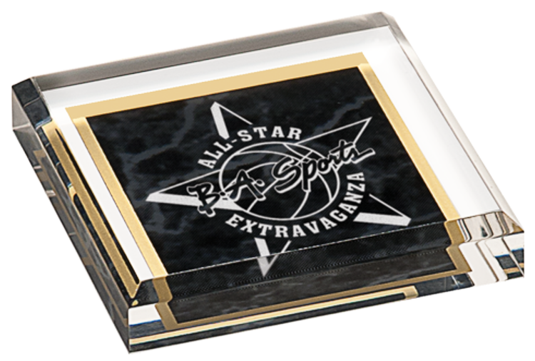 3 3/4" x 3 3/4" Black Acrylic Paperweight Award
