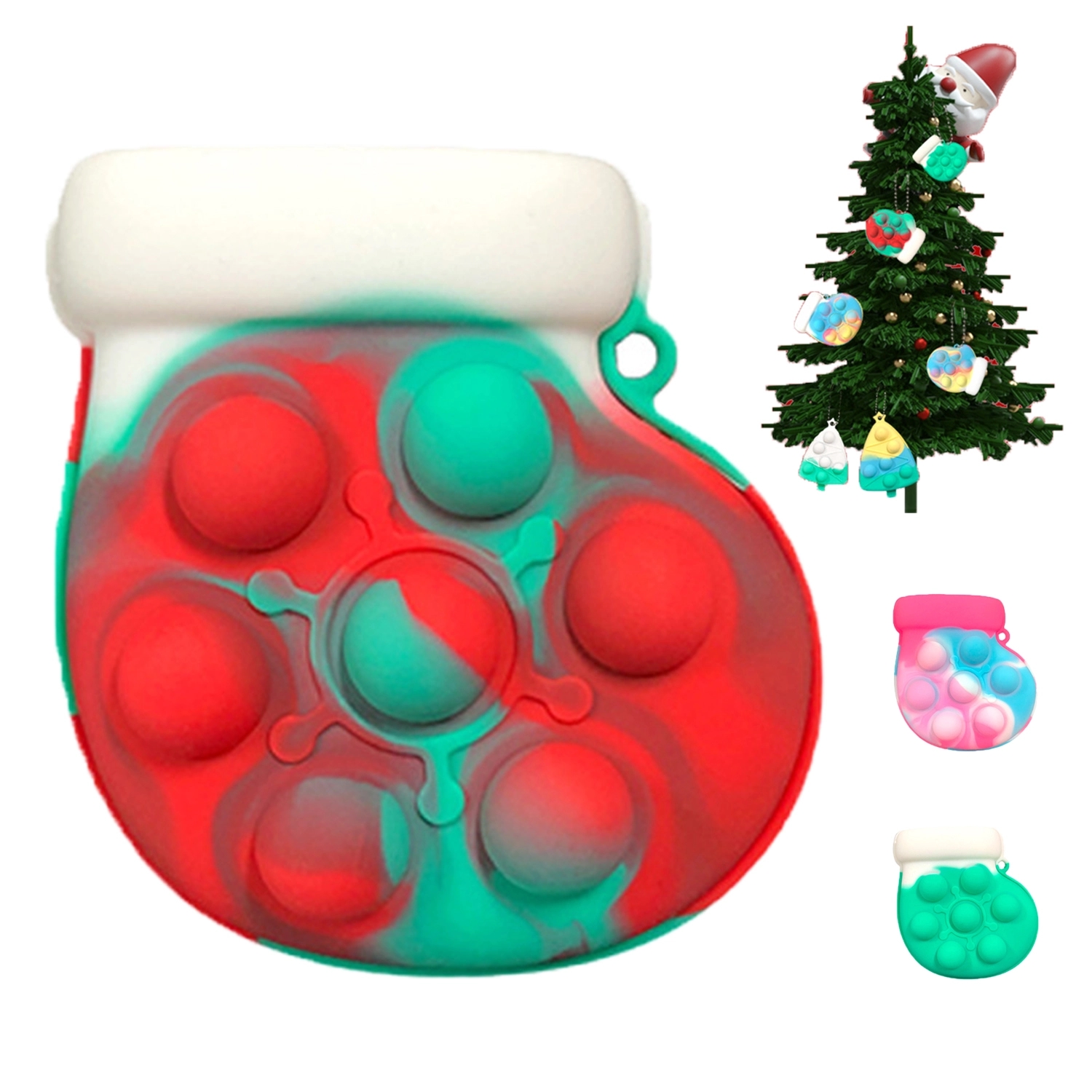 Christmas Stocking Silicone Fidget Toy Stress Ball Keychains 2