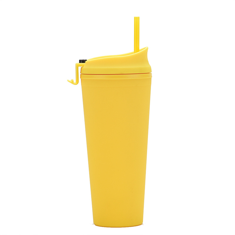 24 OZ ABS Frosted Flip Cover Tumblers / Lids Straw 13