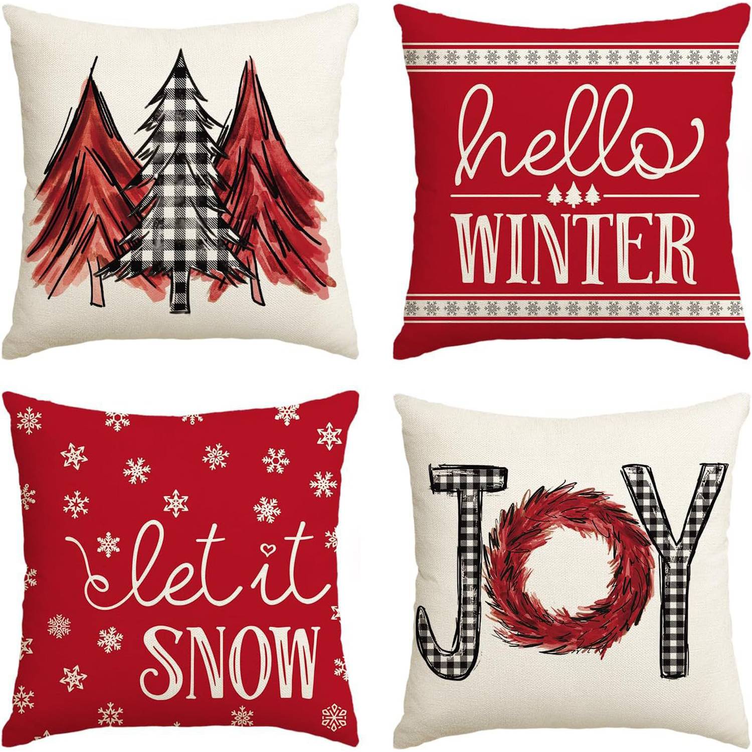 4PCS Christmas Throw Pillows Set 12