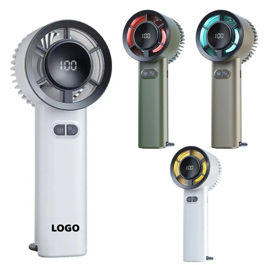 100-Speed Handheld Fan with Digital Display and Light 1