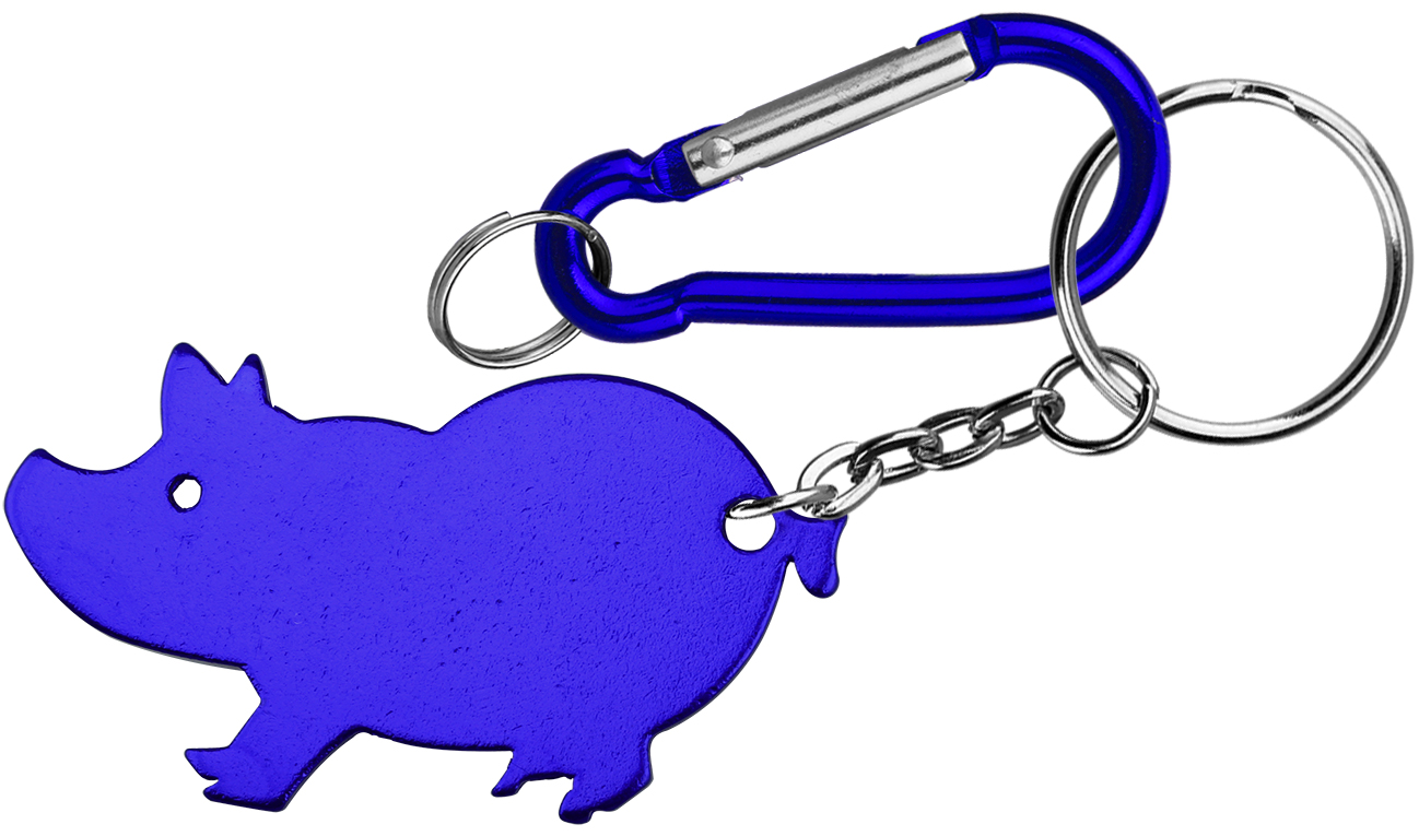 Jumbo size pig shape aluminum bottle opener with split key ring and carabiner 2