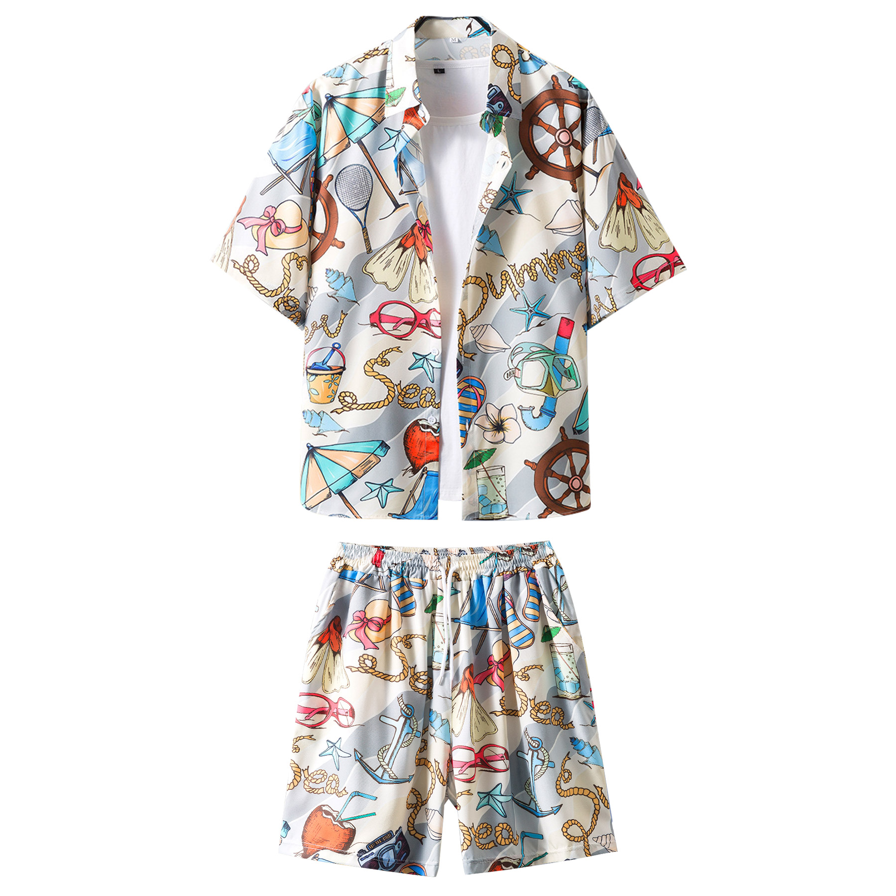 2 Pieces Hawaiian Shirts And Shorts Sets 4