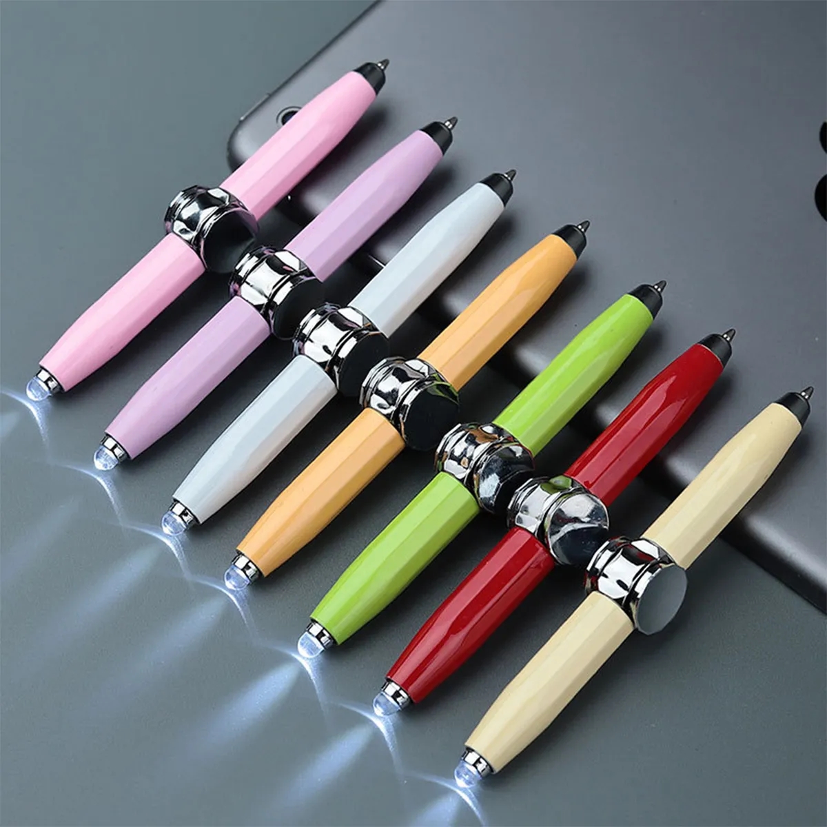 Multi-Function Ballpoint Pen Fidget Gyro Spinner LED Light 5