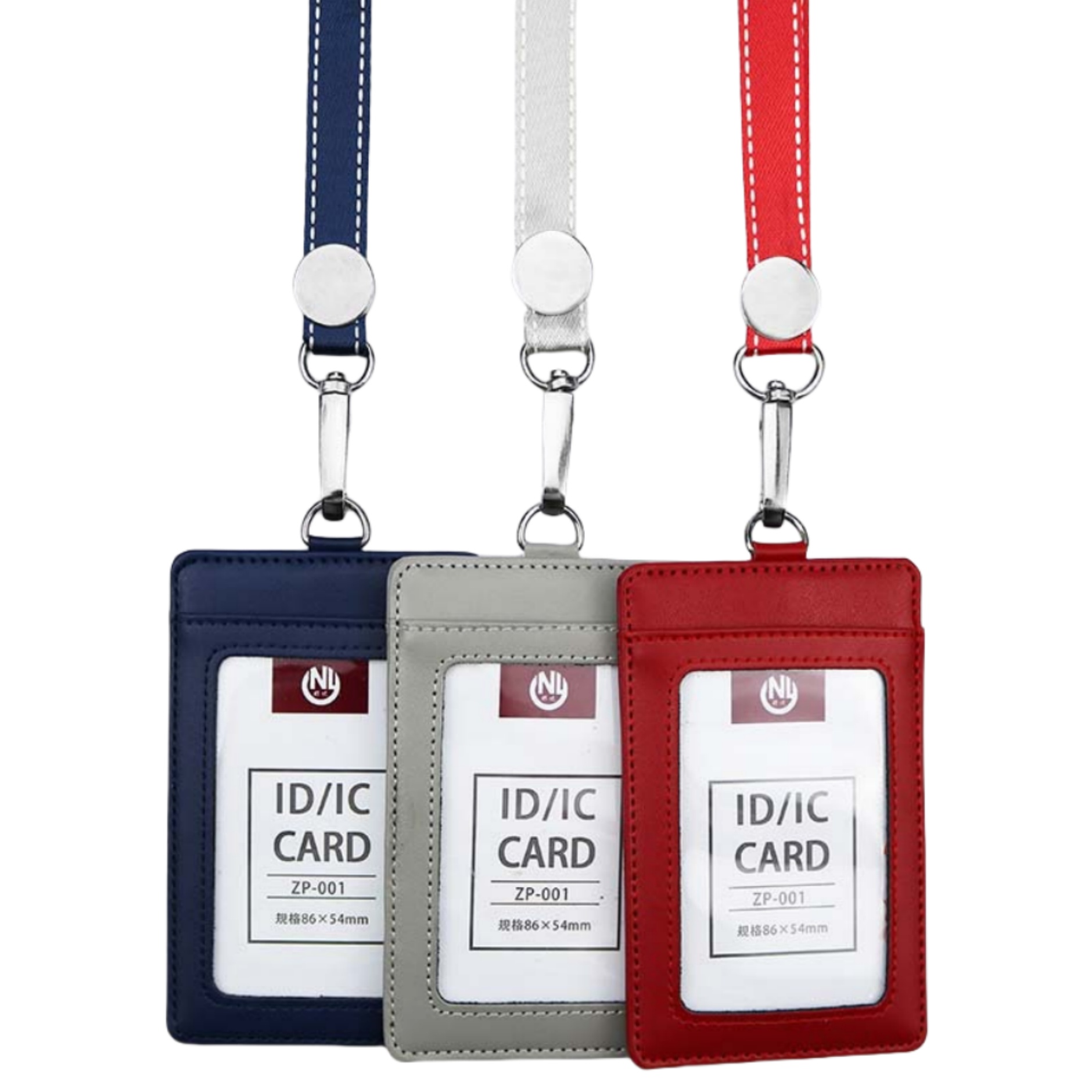 Vertical PU Leather ID Badge Holder with Detachable Neck Lanyard Strap 3