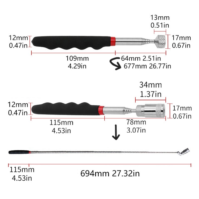 Telescopic Magnetic Pickup Tool with LED Light 3