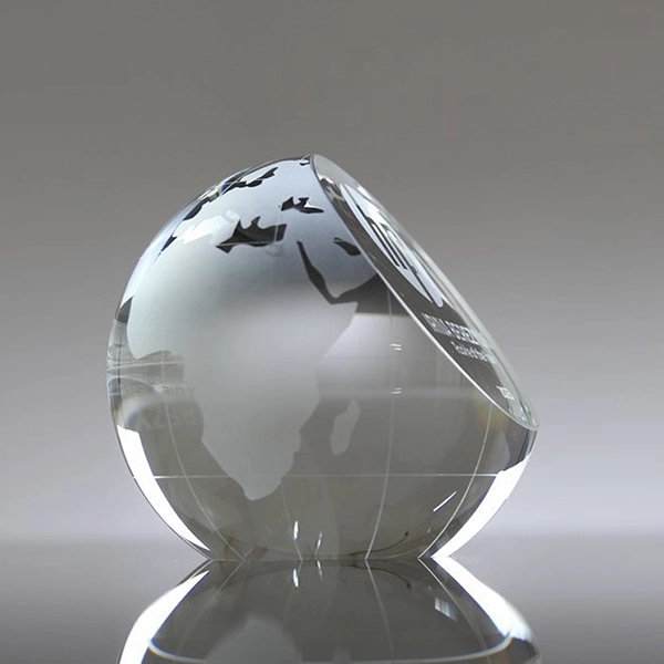 Laser engraved crystal globe paper weight 2