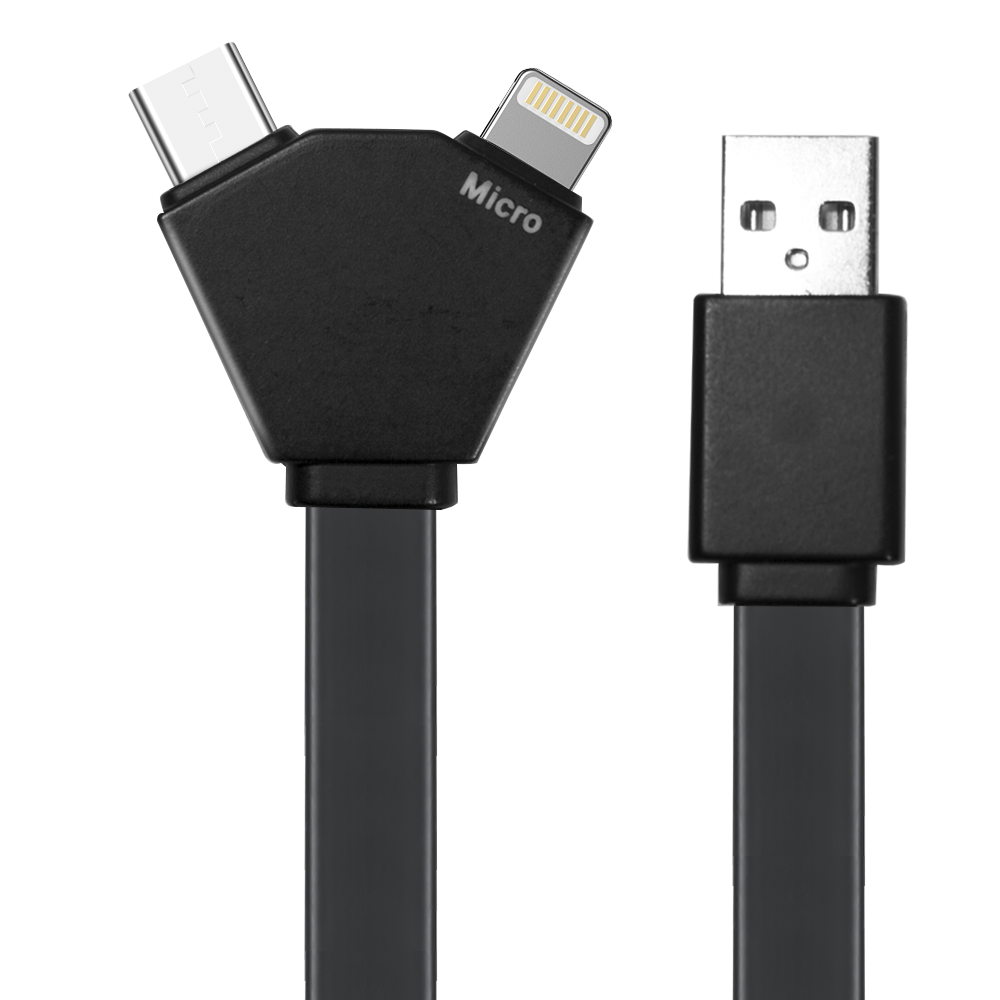 Kelso 22cm length TPE 3in1 Charging Cables w/ USB tip, Type C tip, iPhone & Android 2 in 1 tip 11