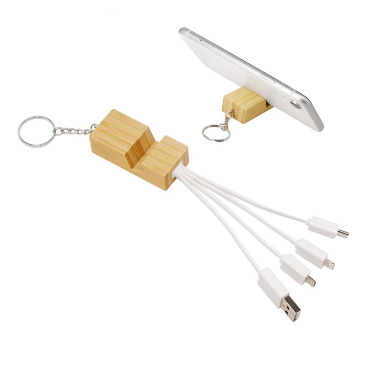 Phone Stand Bamboo Charging Cable Key Ring 4
