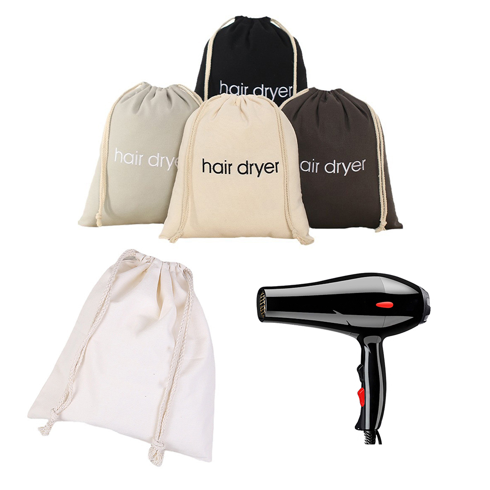 Canvas Hair Dryer Drawstring Bags 12" W x 12" H 1