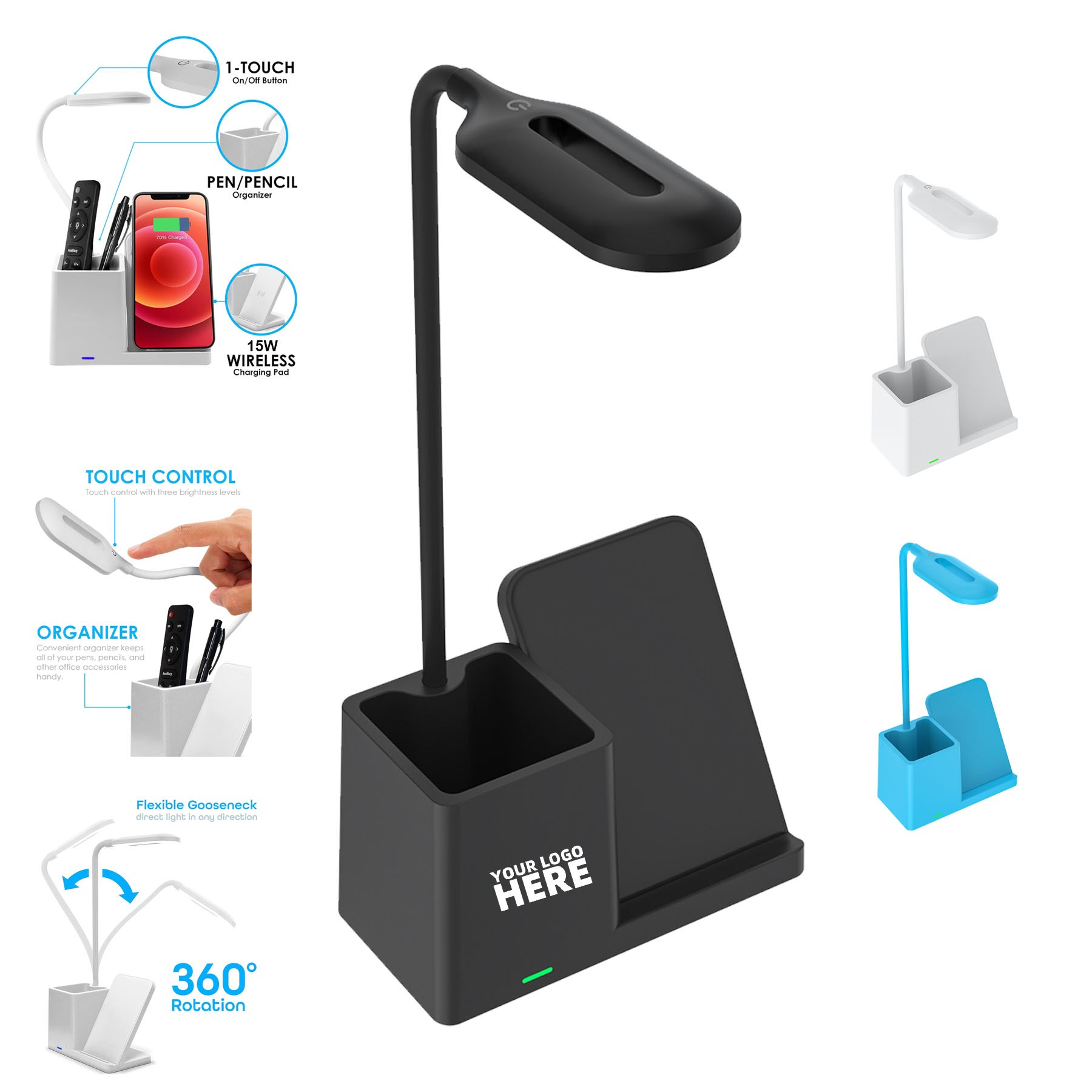 LED Desk Lamp With Wireless Charger 1