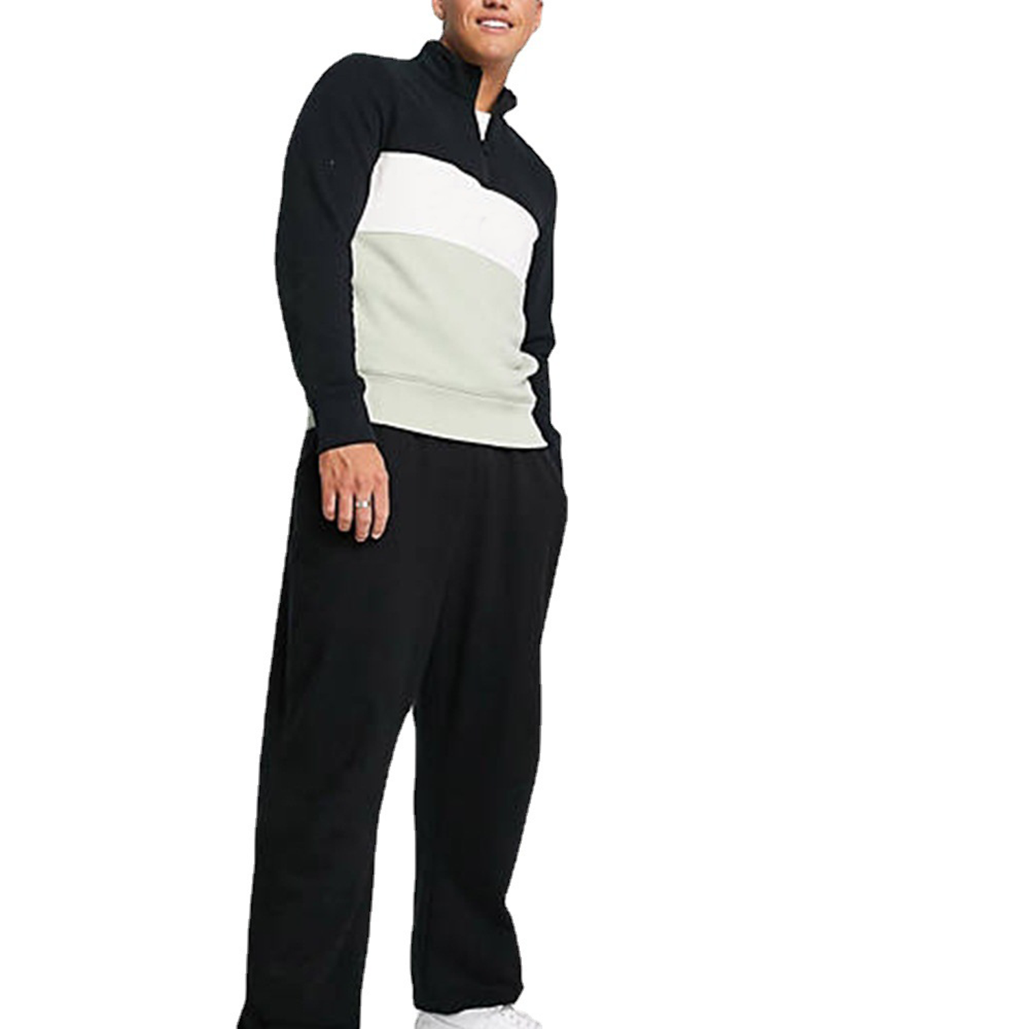 Three Color Patchwork Pure Cotton Sports And Leisure Hoodie 4