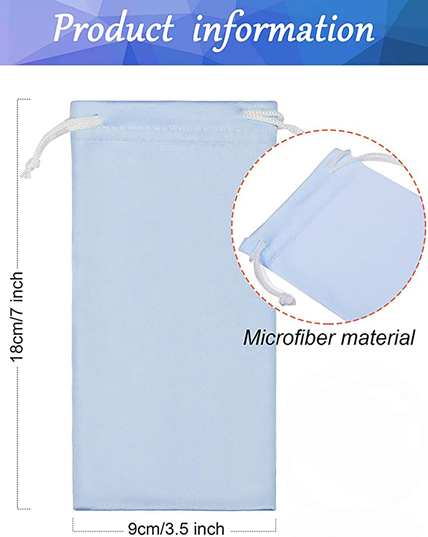 Microfiber Sunglasses Pouch With Drawstring Closure 3