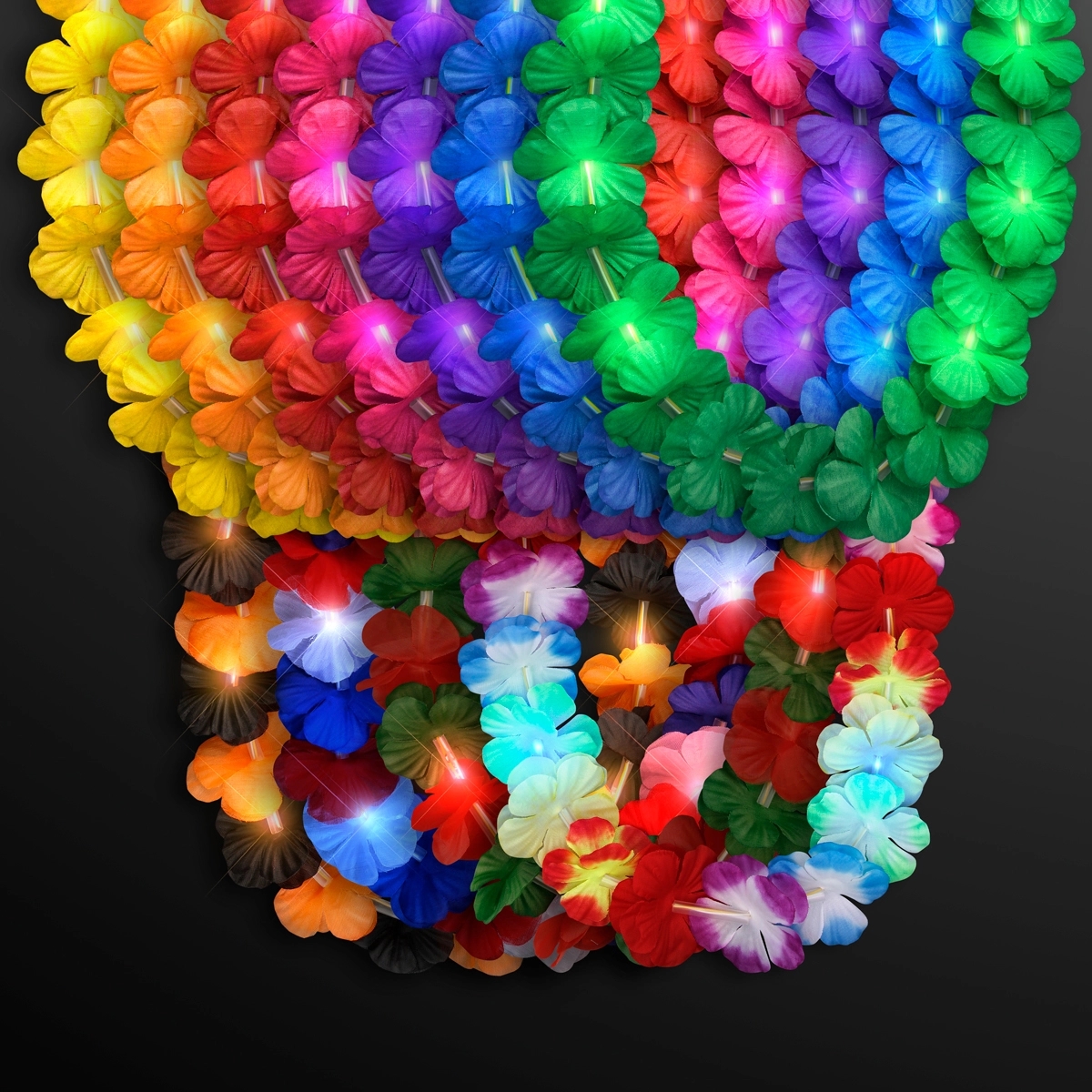 LED Hawaiian Flower Lei Party Necklaces 23