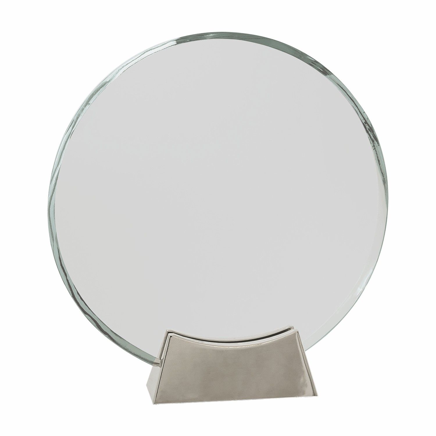 8" Clear Round Platinum Glass Award w/ Metal Base 3