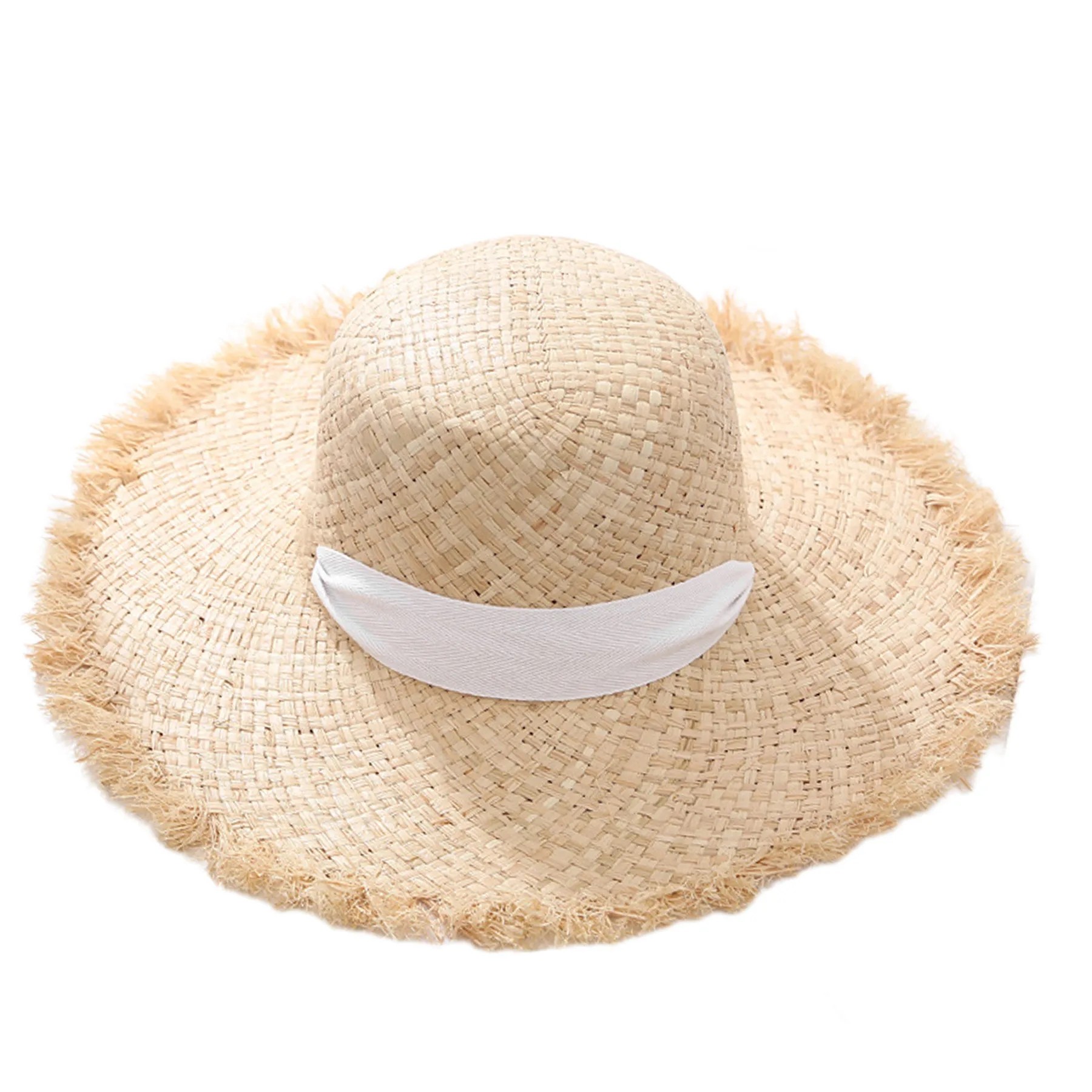 Women'S Lace-Up Sun Protectiv Wide Brim Dome Straw Hat 3
