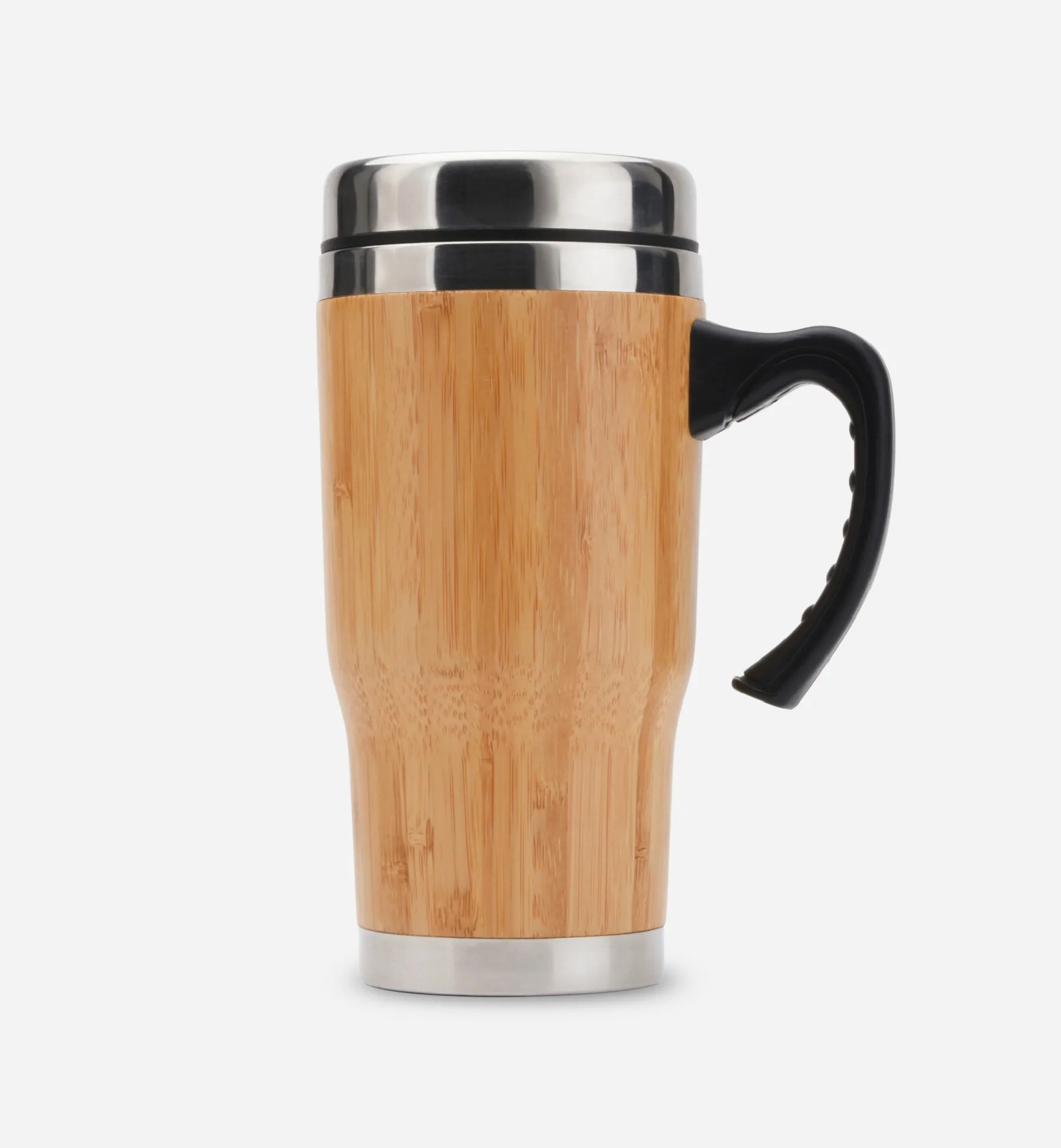 14 OZ Plastic Handle Stainless Steel Bamboo Tumbler 3