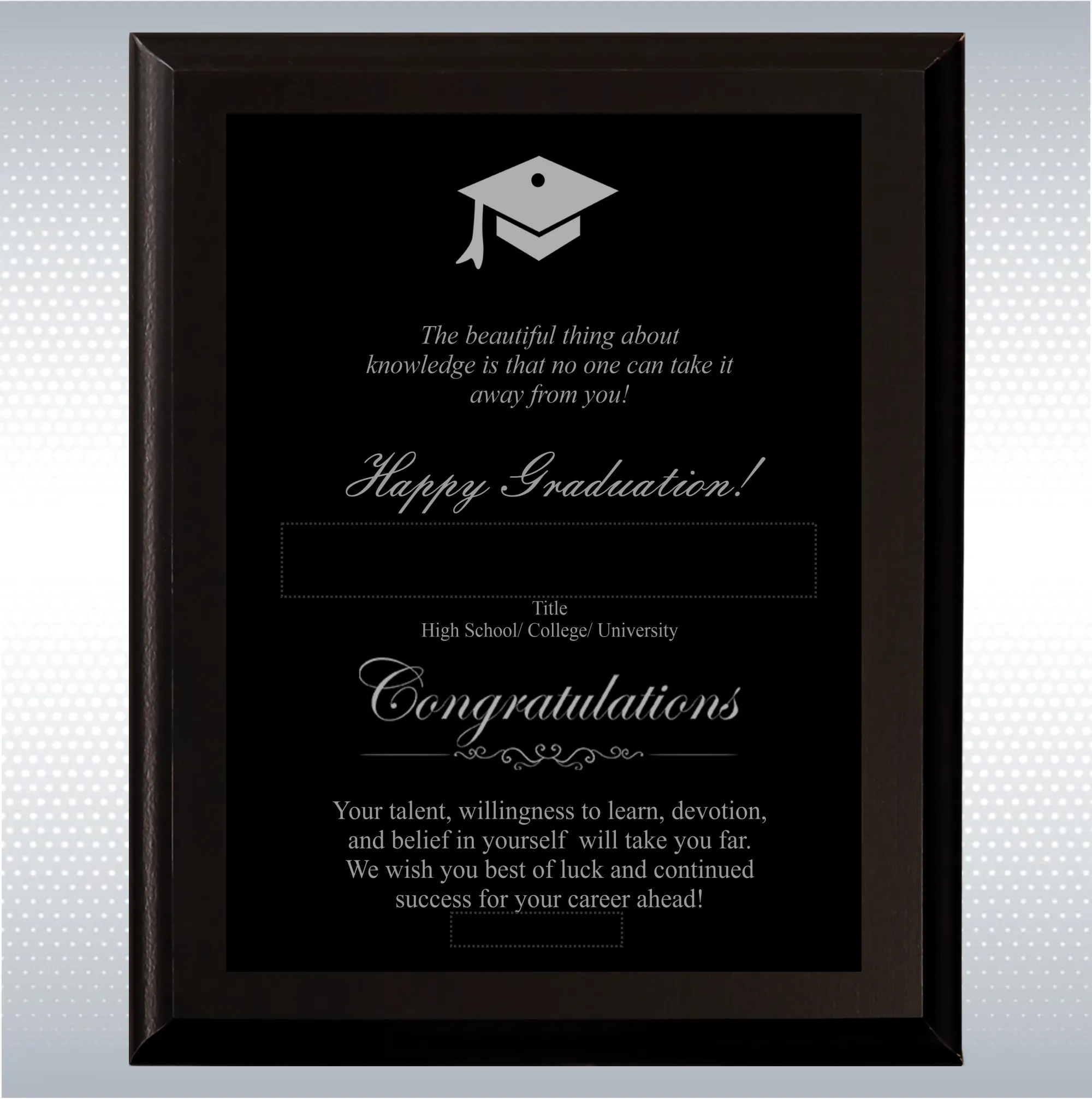 Black Matte Plaque Graduation Gift Award 3