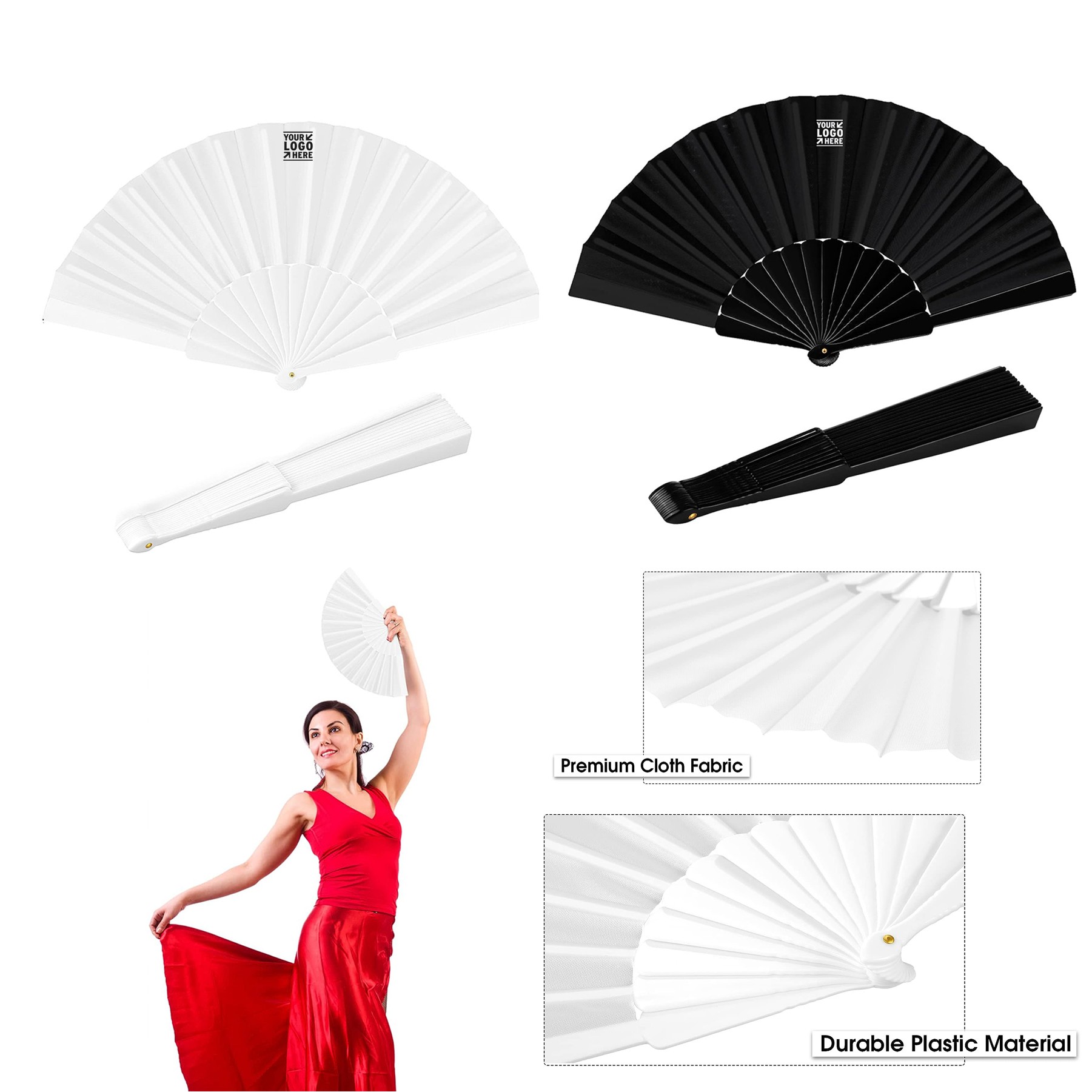 8 Pieces Nylon Cloth Chinese Folding Fans 2